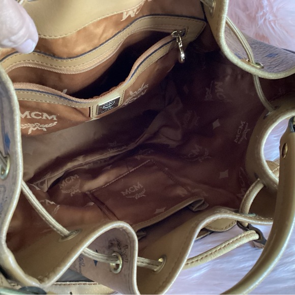 MCM Visetos Dessau drawstring bag in cognac monogram leather in GUC - Picture 6 of 13